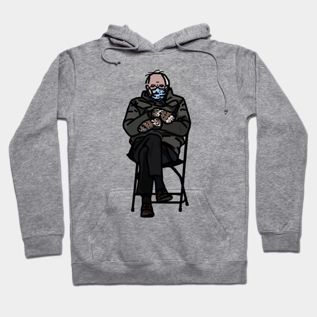 Bernie Sanders Mittens Line Drawing Hoodie by ellenhenryart